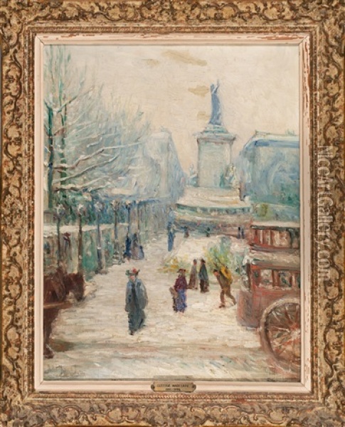 La Plaza De La Republica, Paris Oil Painting - Gustave Madelain