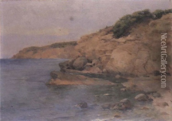 The Coast Of Vouliagmeni Oil Painting - Georgios Prokopiou