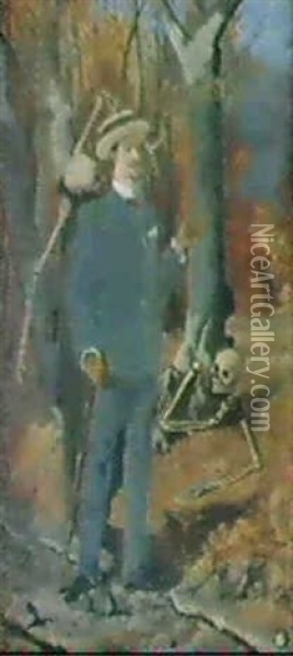Sjlavportratt Med Skelett Oil Painting - Verner von Heidenstam