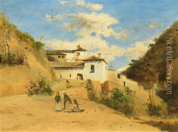 Spanische Landschaft Oil Painting - Karl Girardet