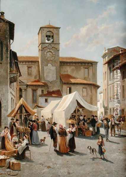 Marketday in Desanzano Oil Painting - Jacques Carabain