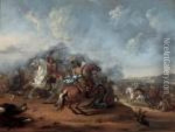 A Cavalry Skirmish Oil Painting - Hendrick Verschuring