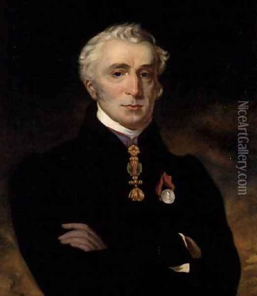 Portrait of the Duke of Wellington (1769-1852) wearing the Order of the Golden Fleece, 1837 Oil Painting - Henry Perronet Briggs