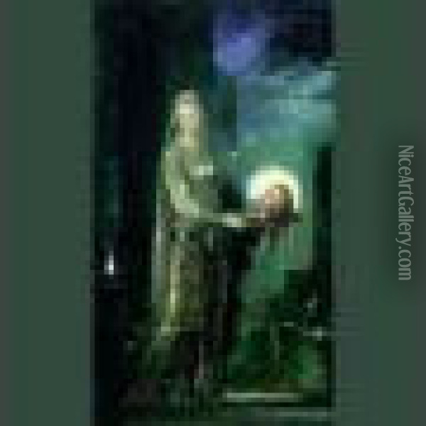 Salome Tenant La Tete De St Jean-baptiste Sur Un Plateau Oil Painting - Gustave Moreau