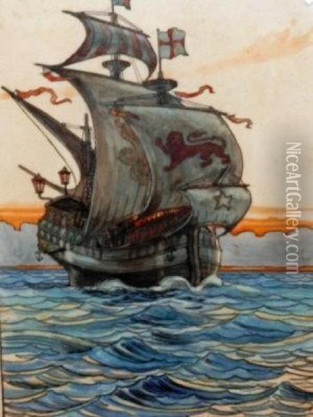 Galleon Oil Painting - Noyes-Lewis