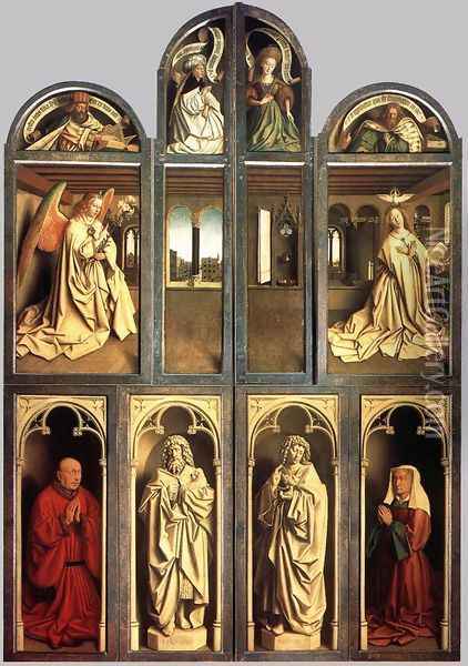 The Ghent Altarpiece (wings closed) 1432 Oil Painting - Jan Van Eyck