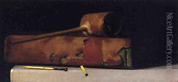 Still Life with Pipe and Book Oil Painting - John Frederick Peto