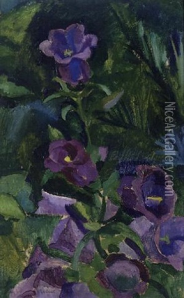 Fleurs (+ Interieur, Verso) Oil Painting - Robert Delaunay