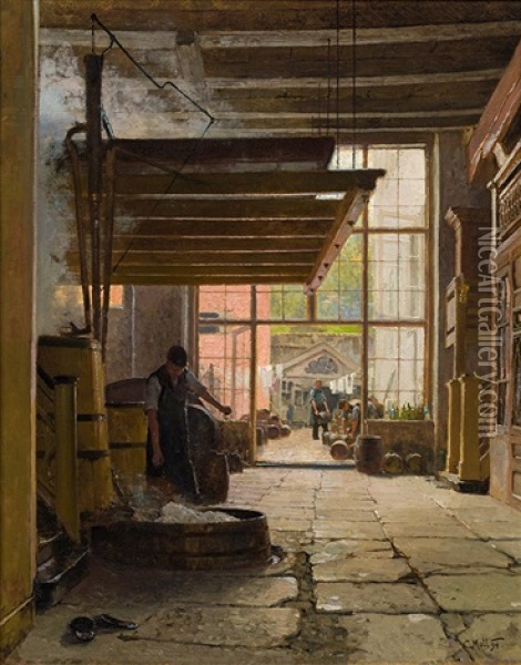 Brewery In Lubeck Oil Painting - Carl Moll
