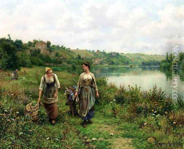 The Seine At Vernon Oil Painting - Daniel Ridgway Knight