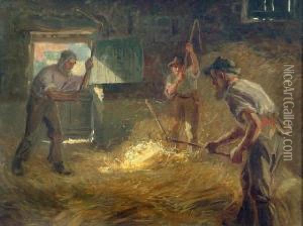 Study For 'the Threshing Floor' Oil Painting - Ralph Hedley