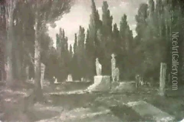 The Turkish Graveyard At Smyrna, 1843 Oil Painting - William James Mueller