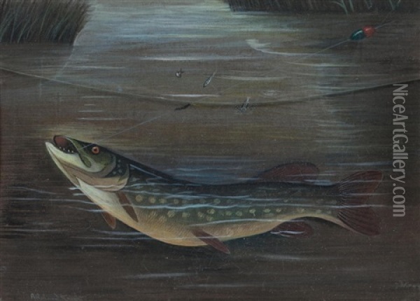 Pike Oil Painting - A. Roland Knight