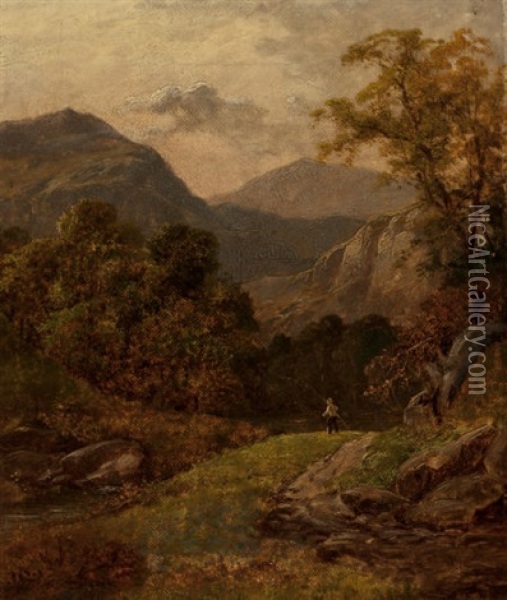 Bettsws-y-cood, North Wales And Nant Gwynnavt, North Wales, 1842 Oil Painting - Thomas Barker