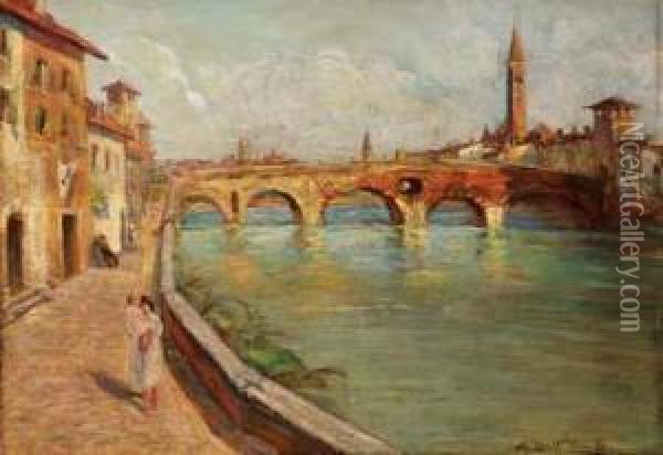 Verona Oil Painting - Angelo Dall'Oca Bianca