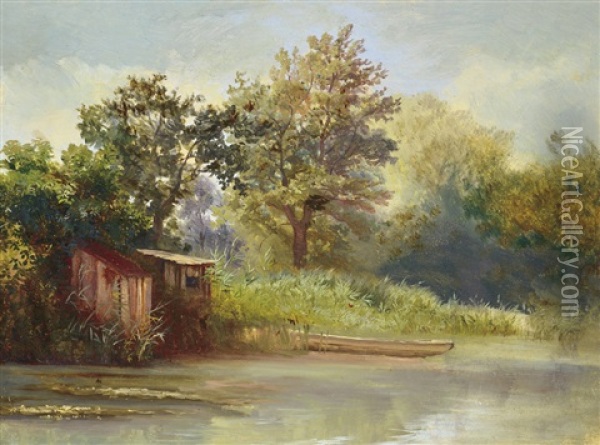 Fishing Cabin Oil Painting - Sandor Brodszky