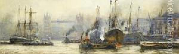 The Tower Bridge London Oil Painting - William Harrison Scarborough