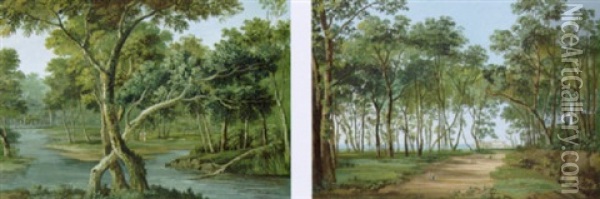 Paesaggio Fluviale Oil Painting - Giovanni Battista Busiri