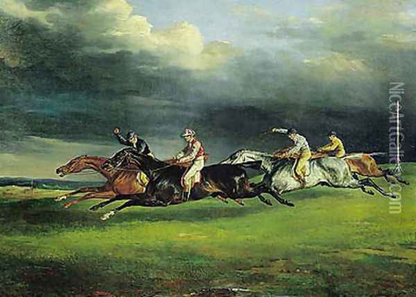 Derby at Epsom Oil Painting - Theodore Gericault