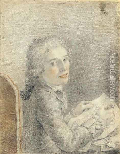 Portrait of an architect seated at a table holding dividers Oil Painting - Italian School
