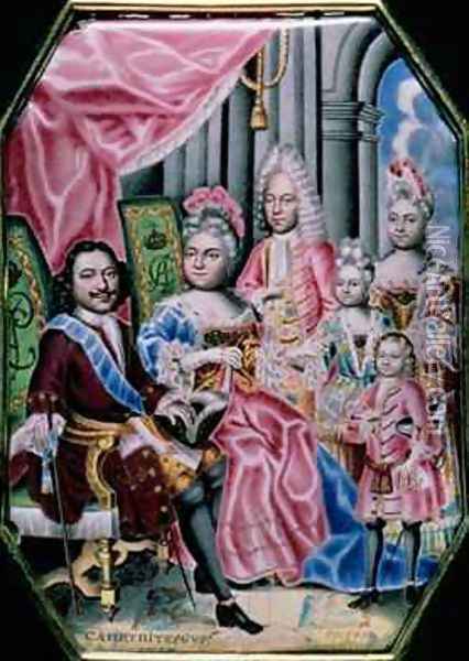The Family of Emperor Peter I the Great 1672-1725 1717 Oil Painting - Grigory Semyonovich Musikiysky