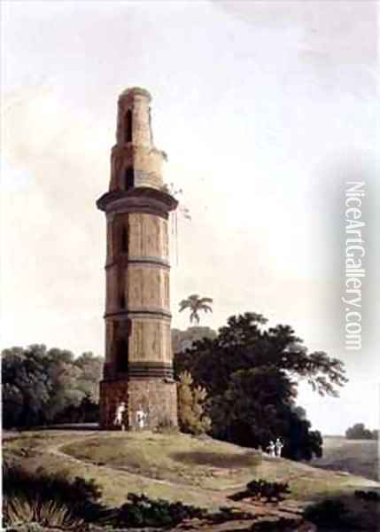 A Minar at Gour Oil Painting - Thomas & William Daniell
