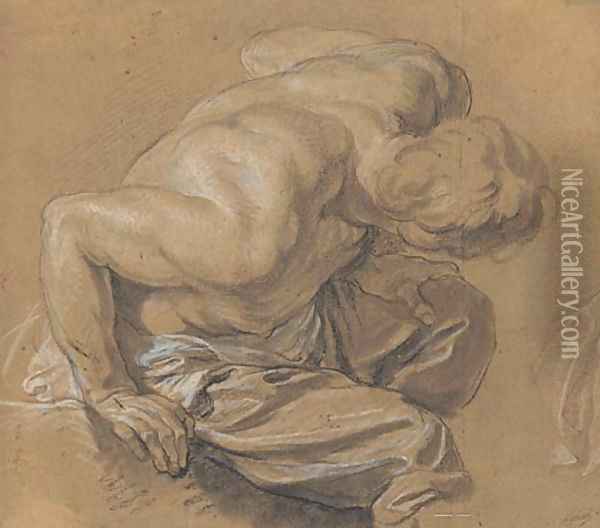 A nude man leaning foward, turned to the right Oil Painting - Francois-Bernard Lepicie