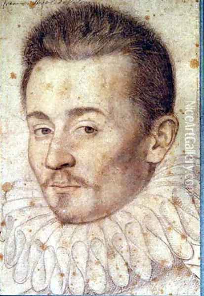 Portrait od an unknown man, probably duc d'Alencon c.1580 Oil Painting - (studio of) Clouet