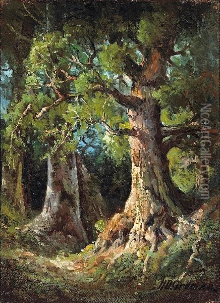 Forest Interior Oil Painting - Deidrich Henry Gremke