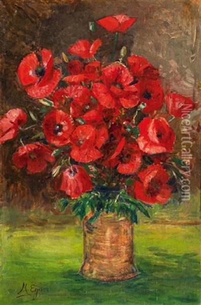 Poppies In A Vase Oil Painting - Marie Egner