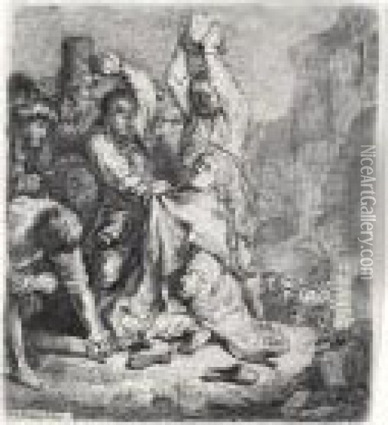 The Stoning Of St Stephen Oil Painting - Rembrandt Van Rijn