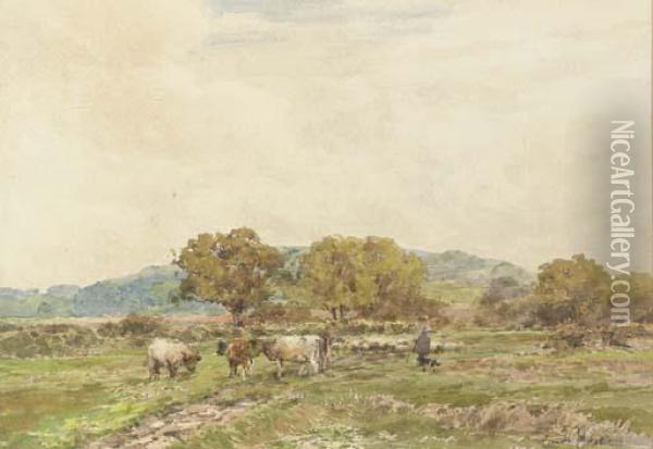 Rounding Up The Herd Oil Painting - Claude Hayes