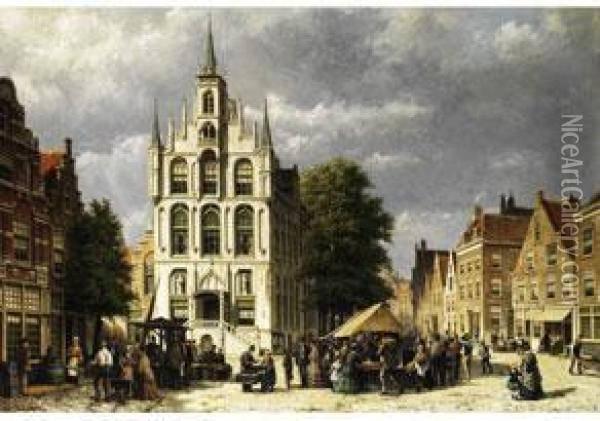 Das Rathaus In Gouda Oil Painting - Willem Koekkoek
