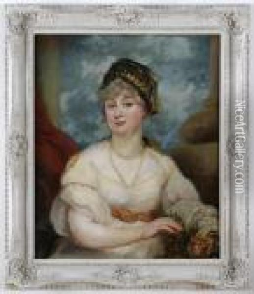 Portrait Of Lady Oil Painting - John Hoppner