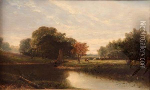 Riverlandscape With Figures Oil Painting - Joseph Thors