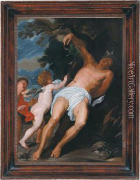 San Sebastiano Con Due Angeli Oil Painting - Sir Anthony Van Dyck