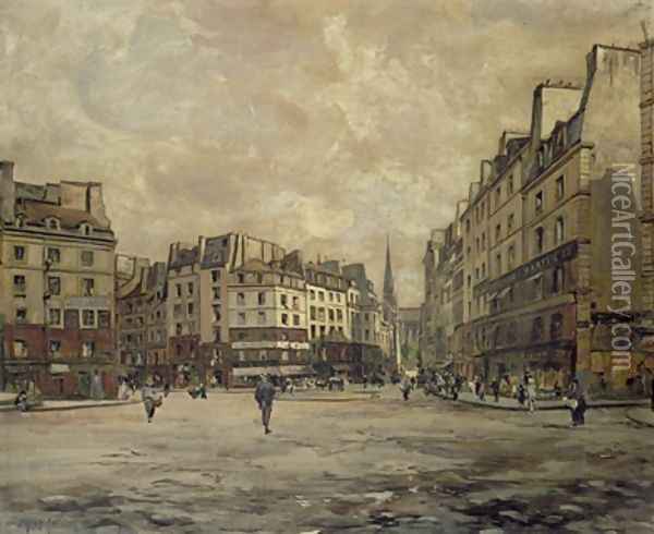 Place Maubert Paris Oil Painting - Emmanuel Lansyer