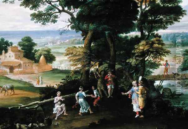 Landscape with people, early 17th century Oil Painting - Gian Battista Viola