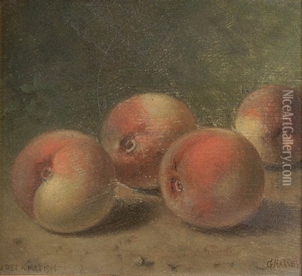Still Life With Peaches Oil Painting - George Harvey