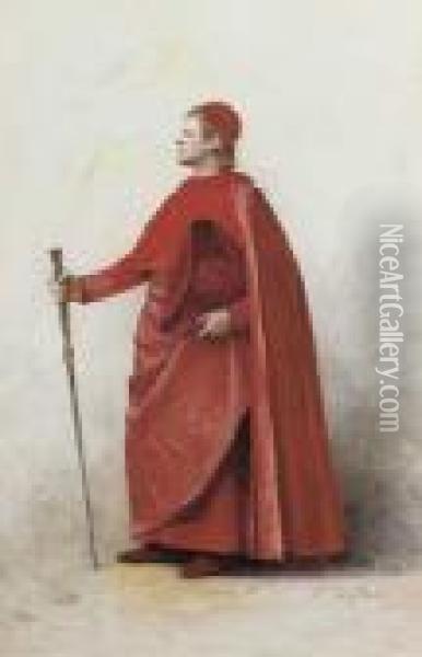 A Cardinal Oil Painting - Jehan Georges Vibert