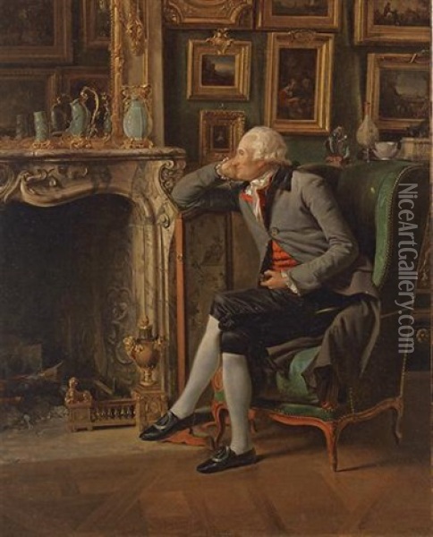 The Baron De Besenval In His Salon De Compagnie Oil Painting - Henri-Pierre Danloux