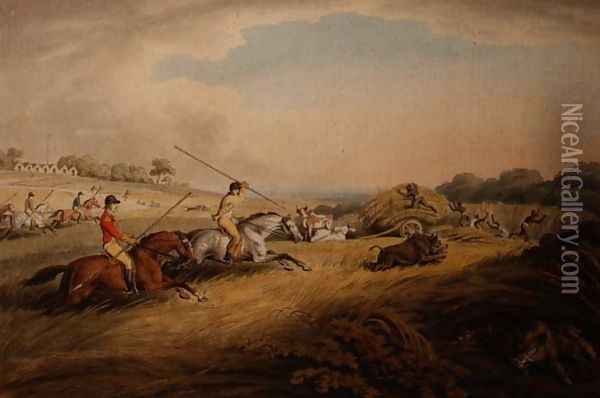 The Hog Chase Across Fields Oil Painting - Samuel Howitt