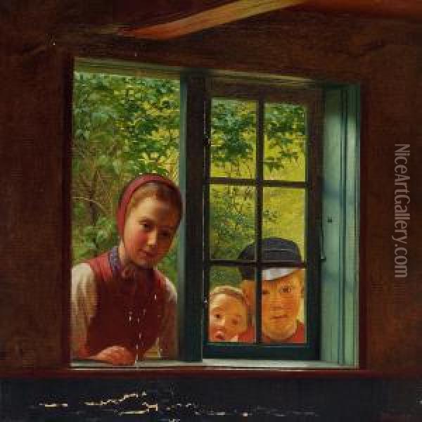 The Littleneighbours Oil Painting - Julius Exner