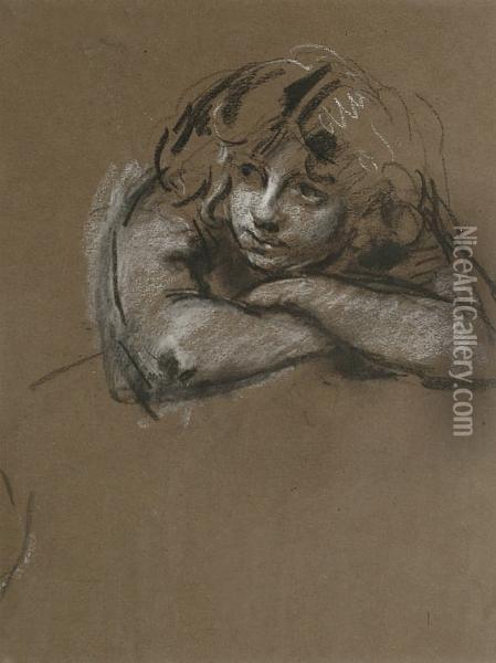 Girl With Folded Arms Oil Painting - Henry Tonks