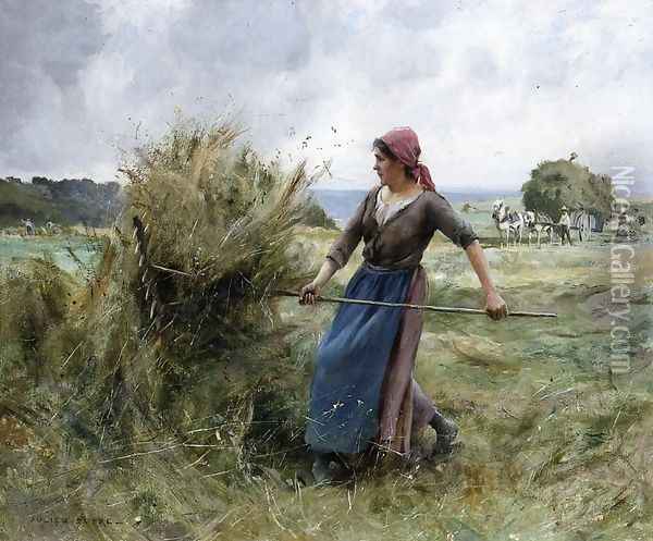 Peasant with Hay Oil Painting - Julien Dupre