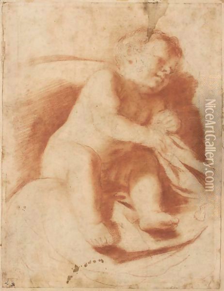 Study Of A Sleeping Child Oil Painting - Giovanni Francesco Barbieri