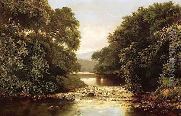 Fishing by a River Oil Painting - William Mason Brown