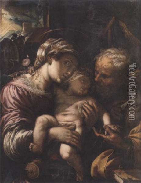 The Holy Family Oil Painting - Ferrau Fenzoni