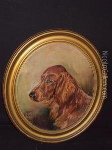 'rory', Head Of A Red Setter Oil Painting - W. Wasdell Trickett