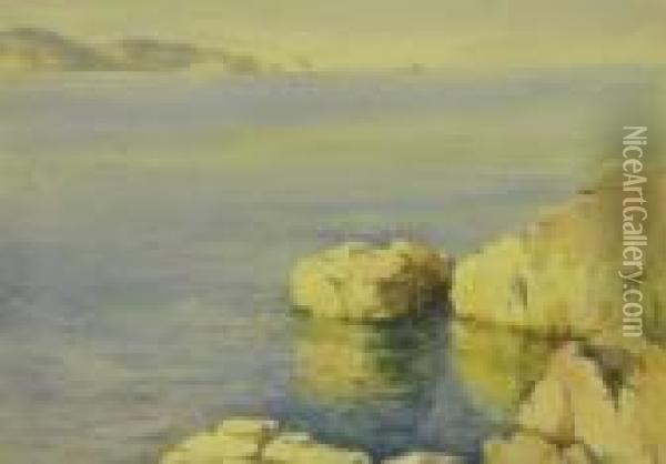 Elbury Rocks Paignton Devon Oil Painting - Charles Edward Wanless